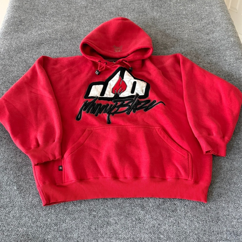 Vintage 90's Johnny Blaze Logo Hoodie Men's Size XL Red Heavyweight Method Man